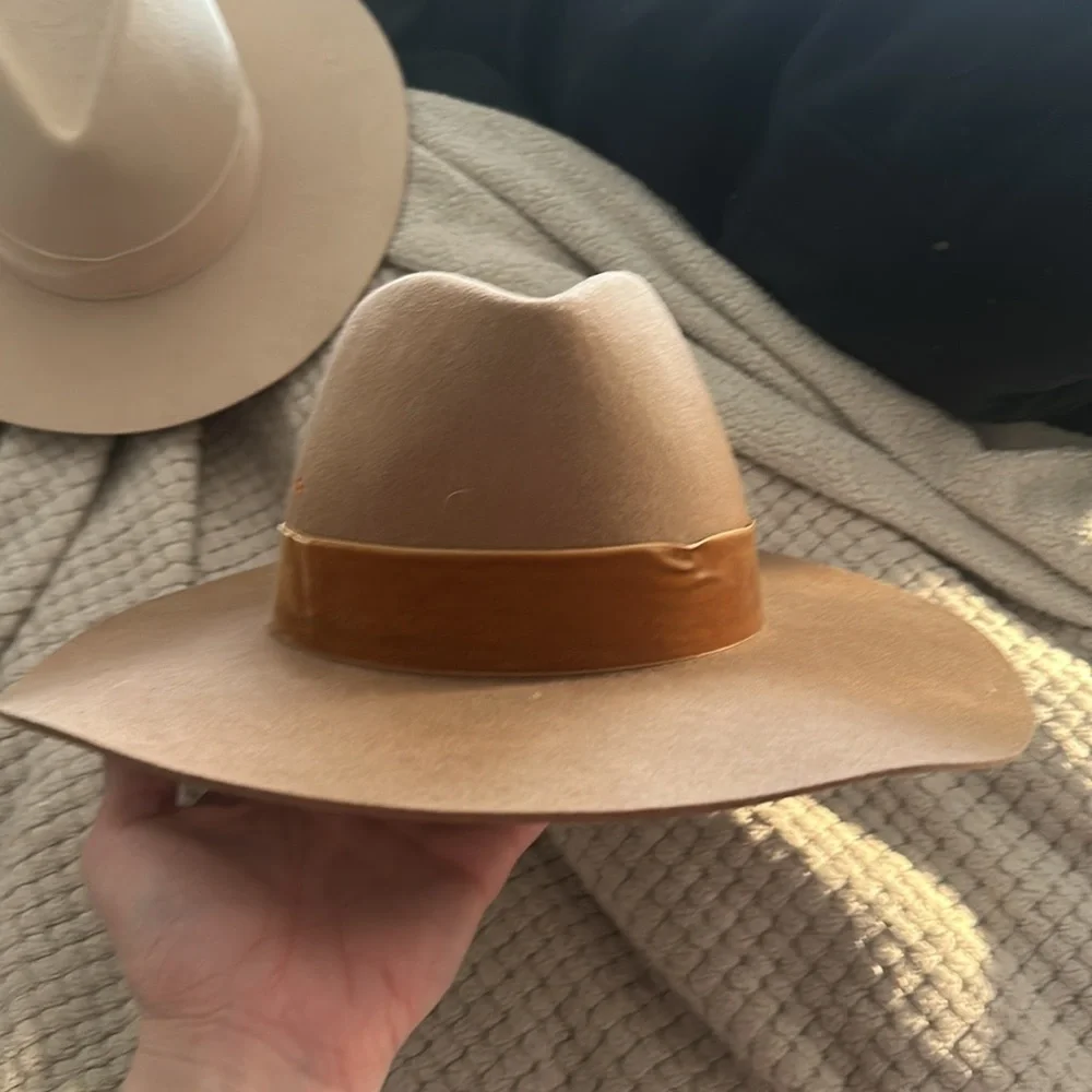 Lack Of Color Benson Tri Beige Tall Triangle Crown Fedora Size Medium - Picture 5 of 8